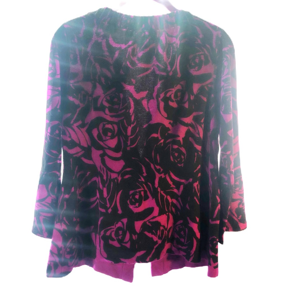 INC 🅝🅦🅞🅣 Floral Design Magenta-Black Sweater Size M